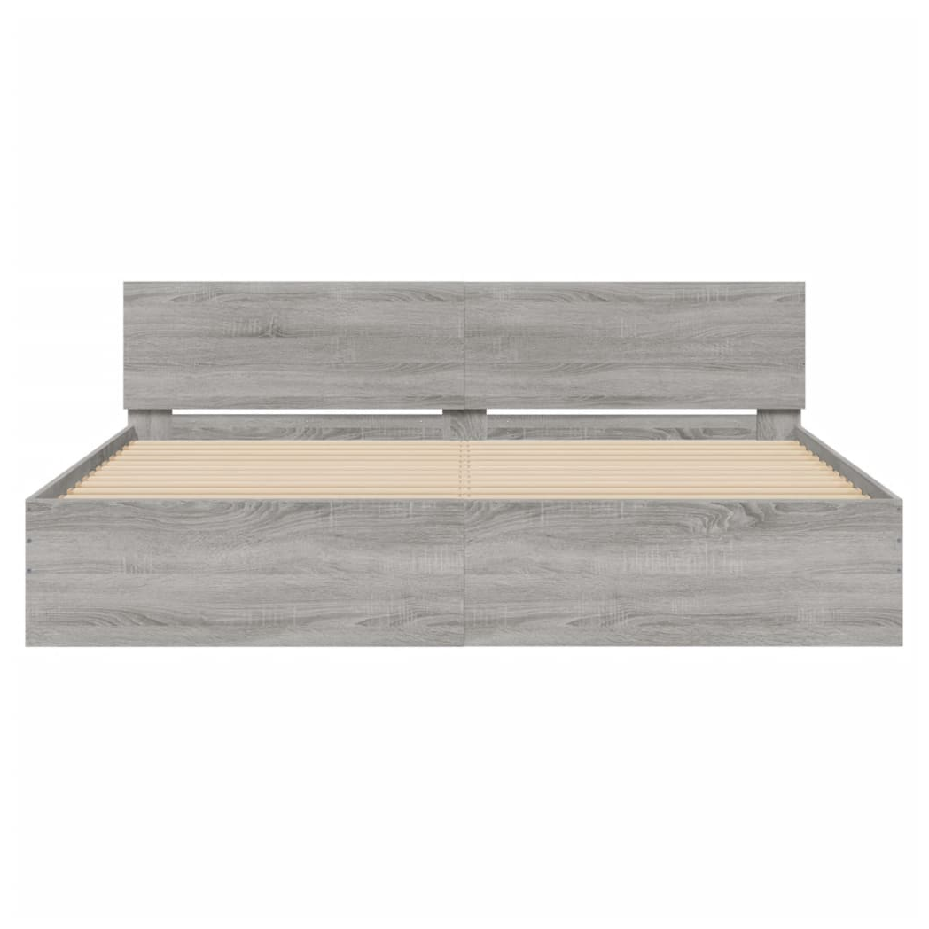 Bed Frame with Headboard Grey Sonoma 200x200 cm