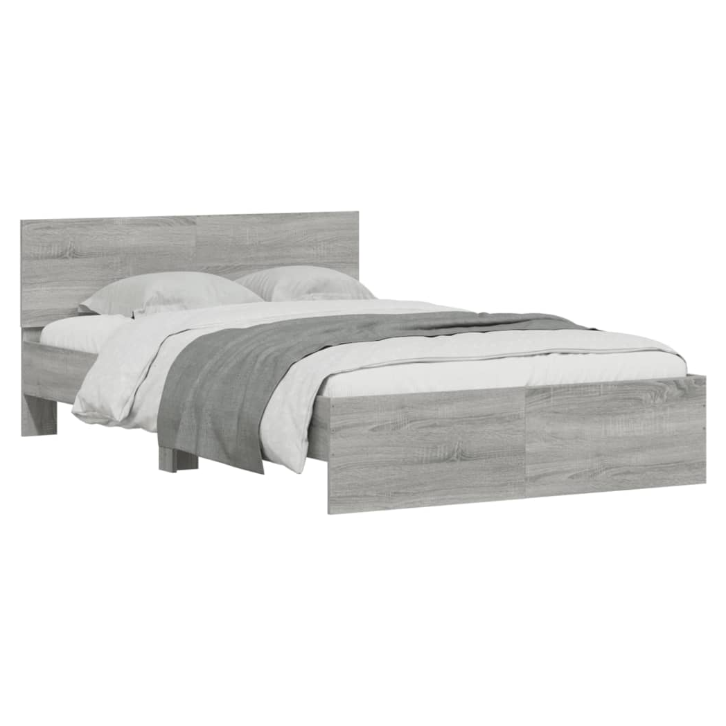 Bed Frame with Headboard Grey Sonoma 135x190 cm Double