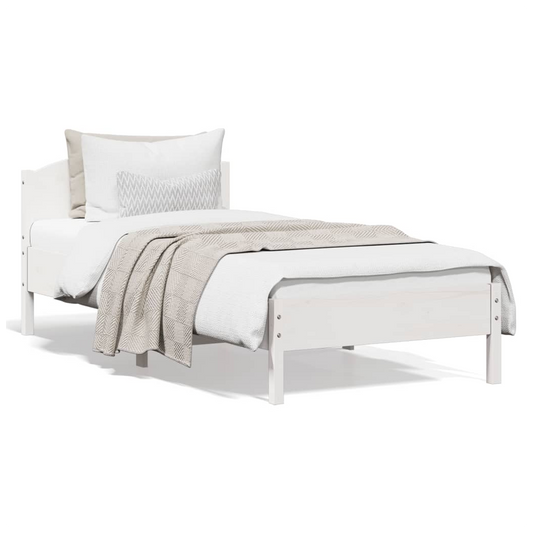 Bed Frame with Headboard White 90x200 cm Solid Wood Pine