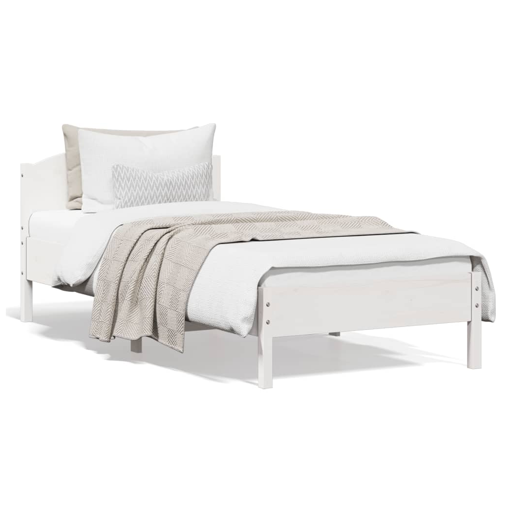 Bed Frame with Headboard White 90x200 cm Solid Wood Pine