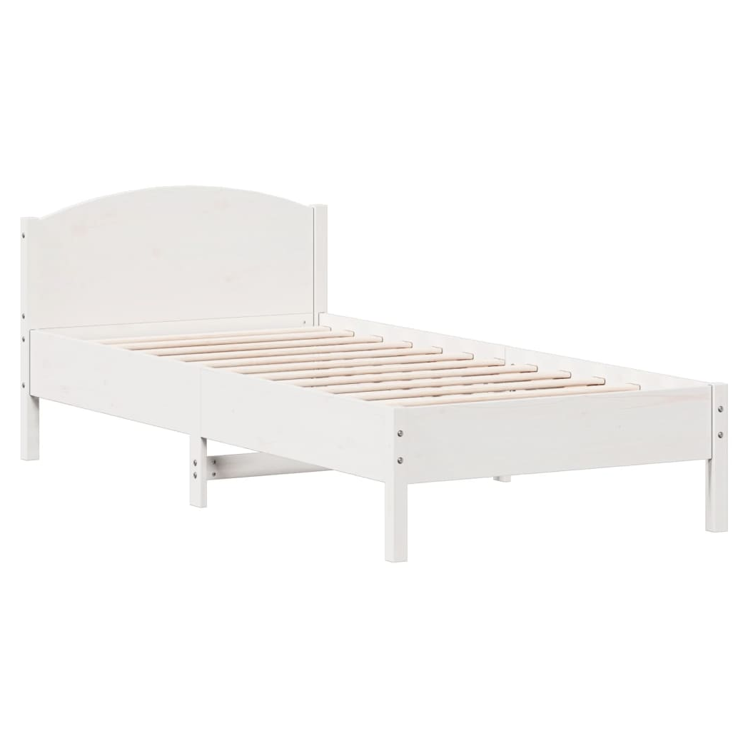 Bed Frame with Headboard White 90x200 cm Solid Wood Pine