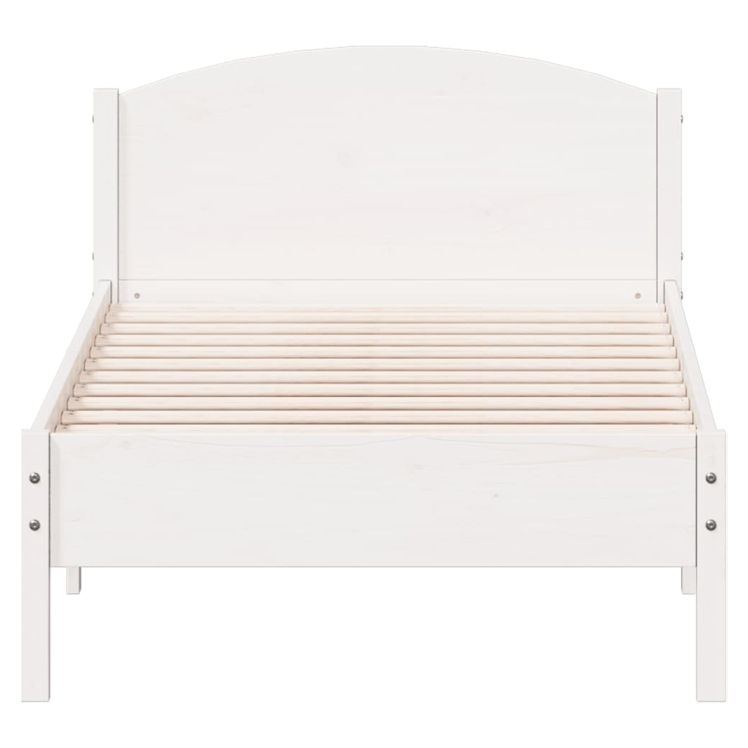 Bed Frame with Headboard White 90x200 cm Solid Wood Pine