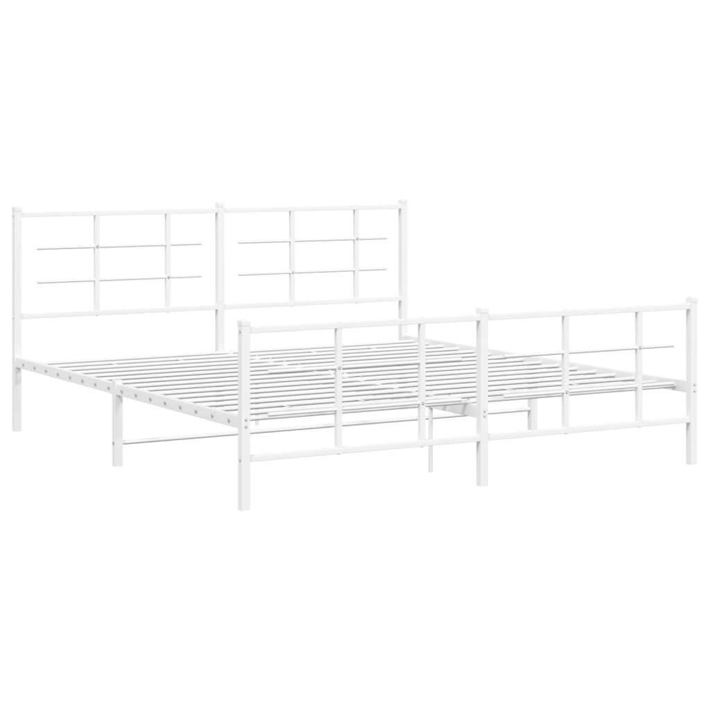 Metal Bed Frame with Headboard and Footboard White 183x213 cm