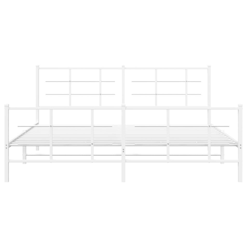 Metal Bed Frame with Headboard and Footboard White 183x213 cm