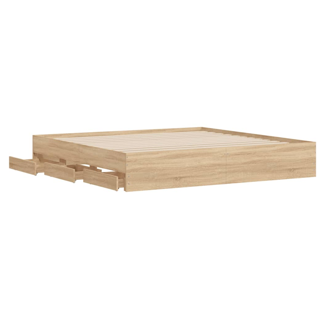 Bed Frame with Drawers Sonoma Oak 160x200 cm Engineered Wood