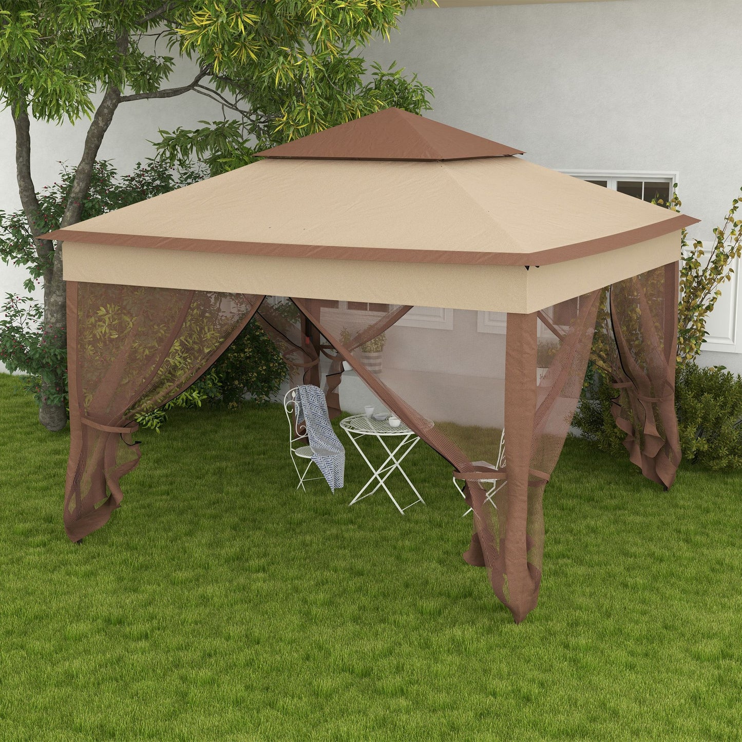 Svvalka Garden Folding Tent Heavy Duty Pop Up Gazebo for Party Khaki