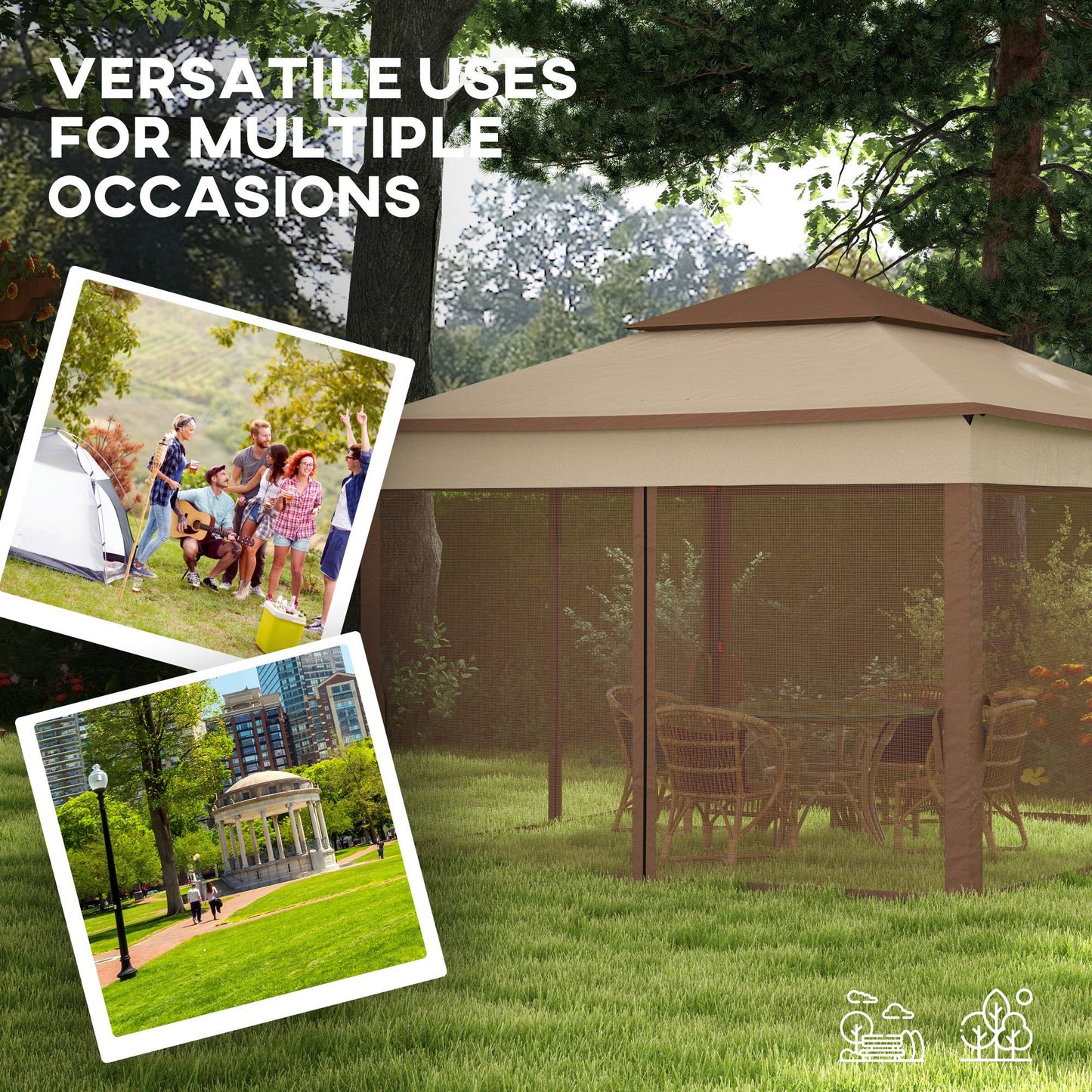 Svvalka Garden Folding Tent Heavy Duty Pop Up Gazebo for Party Khaki