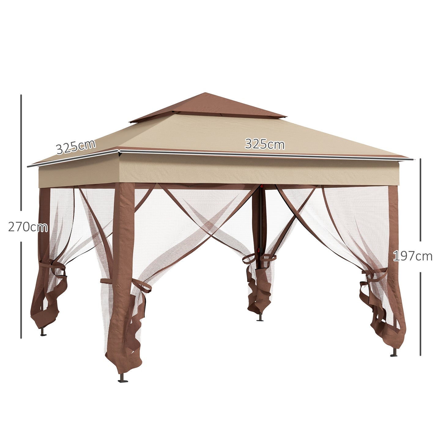 Svvalka Garden Folding Tent Heavy Duty Pop Up Gazebo for Party Khaki