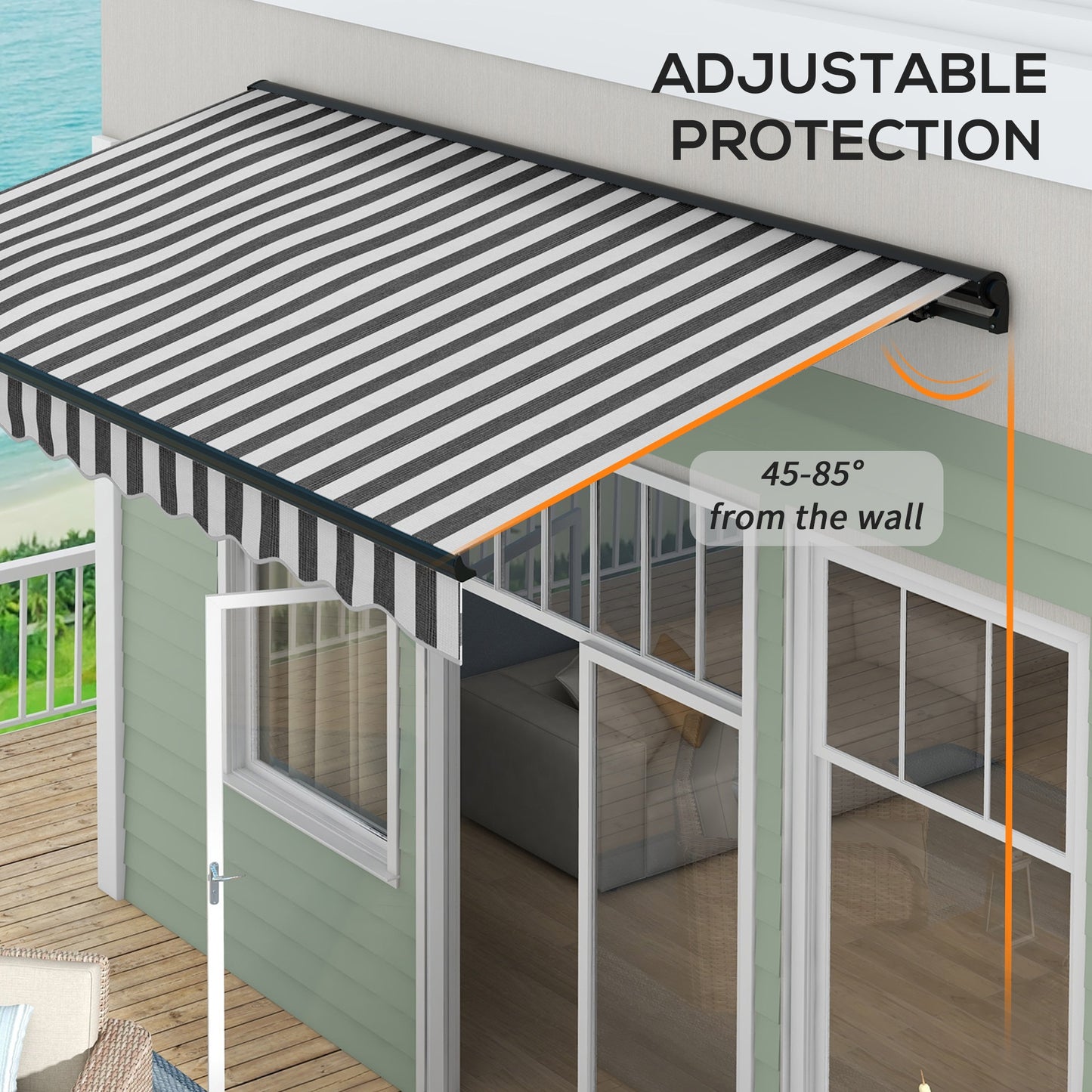 Svvalka 3.5 x 2.5m Electric Retractable Awning, Aluminium Frame, Grey & White