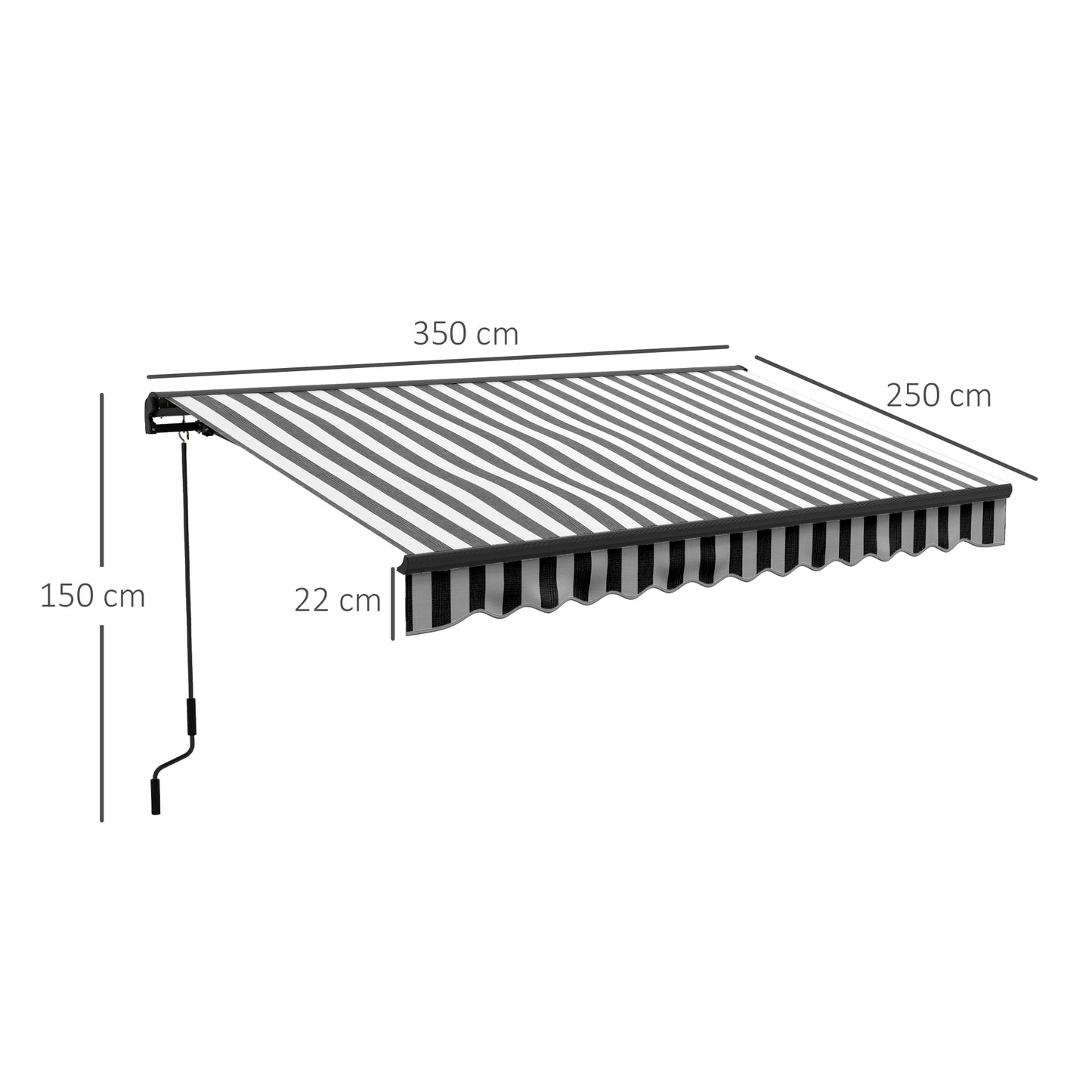 Svvalka 3.5 x 2.5m Electric Retractable Awning, Aluminium Frame, Grey & White