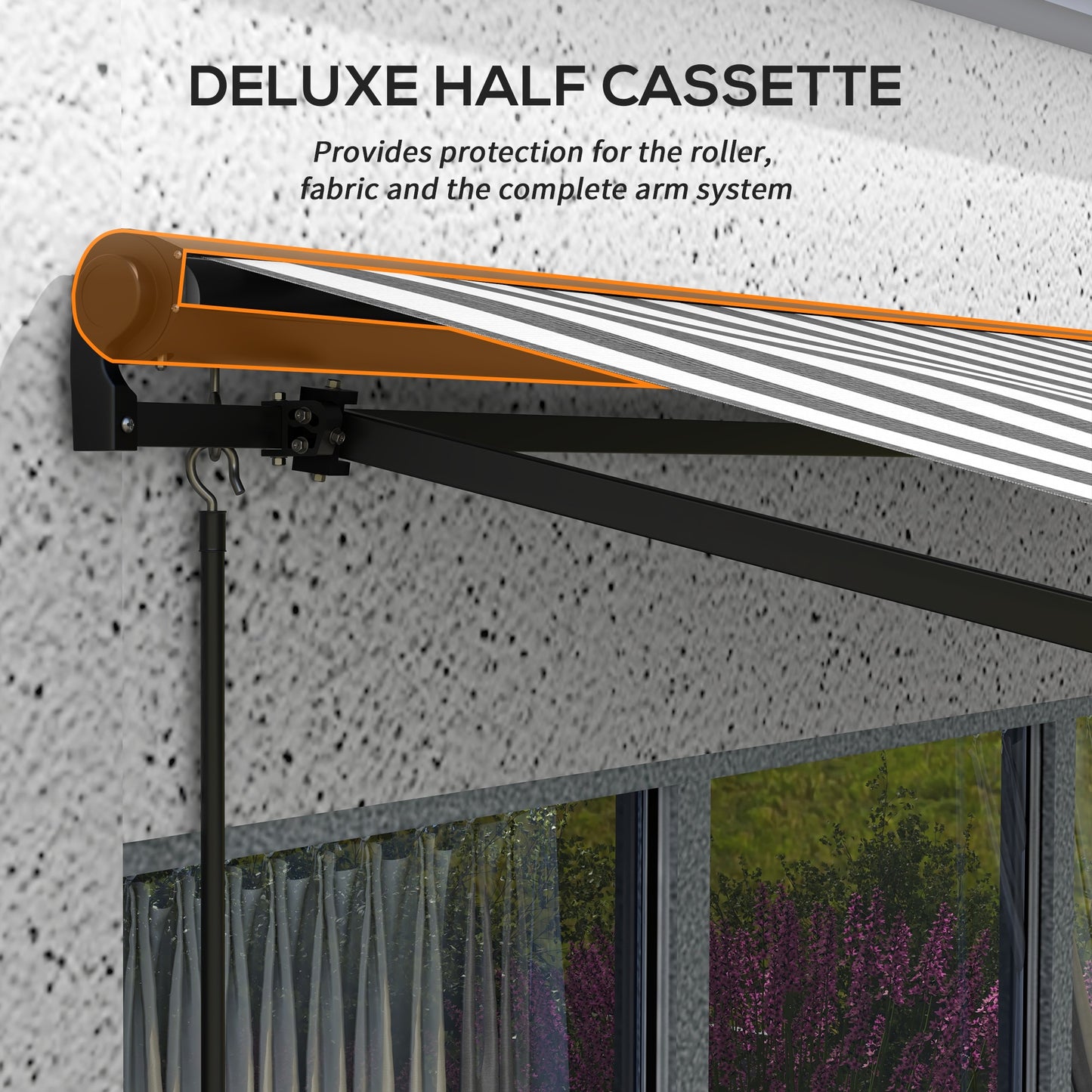Svvalka 3.5 x 2.5m Electric Retractable Awning, Aluminium Frame, Grey & White