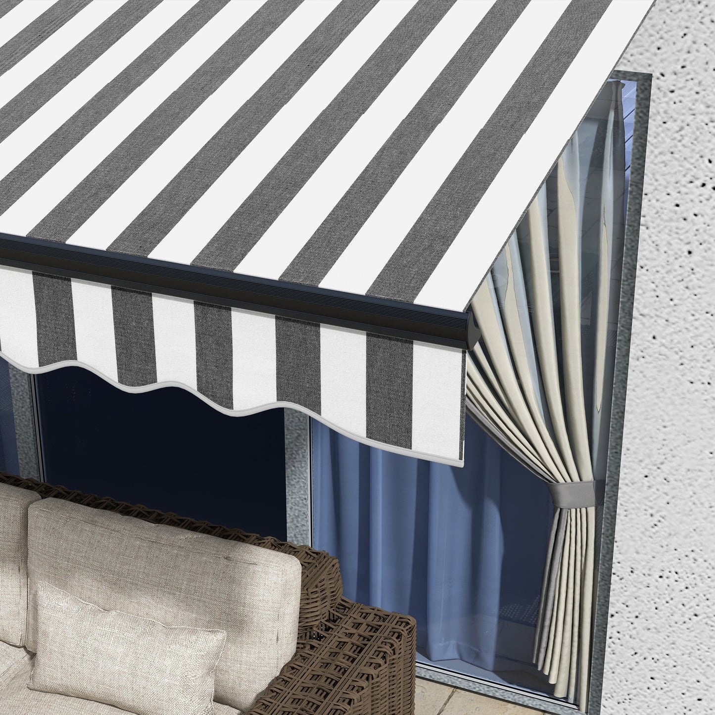 Svvalka 3.5 x 2.5m Electric Retractable Awning, Aluminium Frame, Grey & White