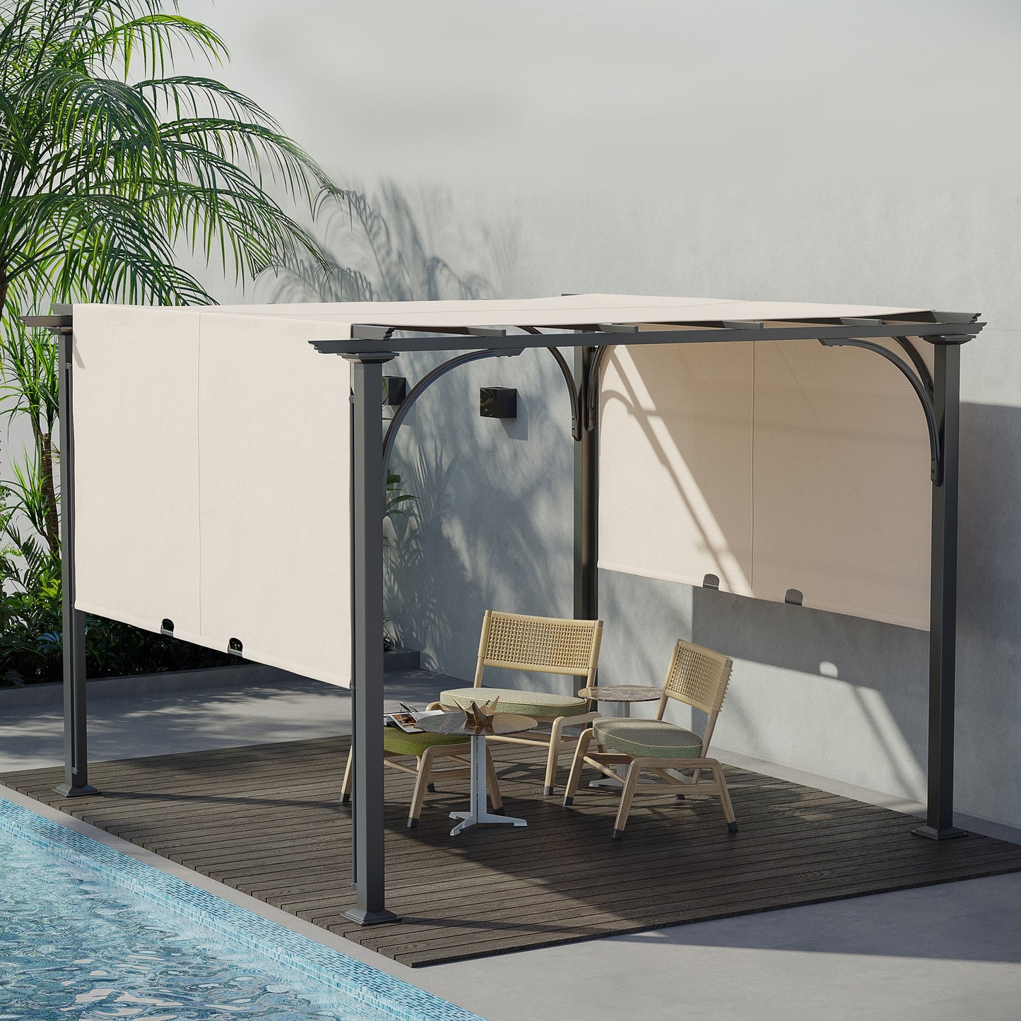 Outdoor Retractable Pergola Garden Sun Shade Patio Canopy Shelter