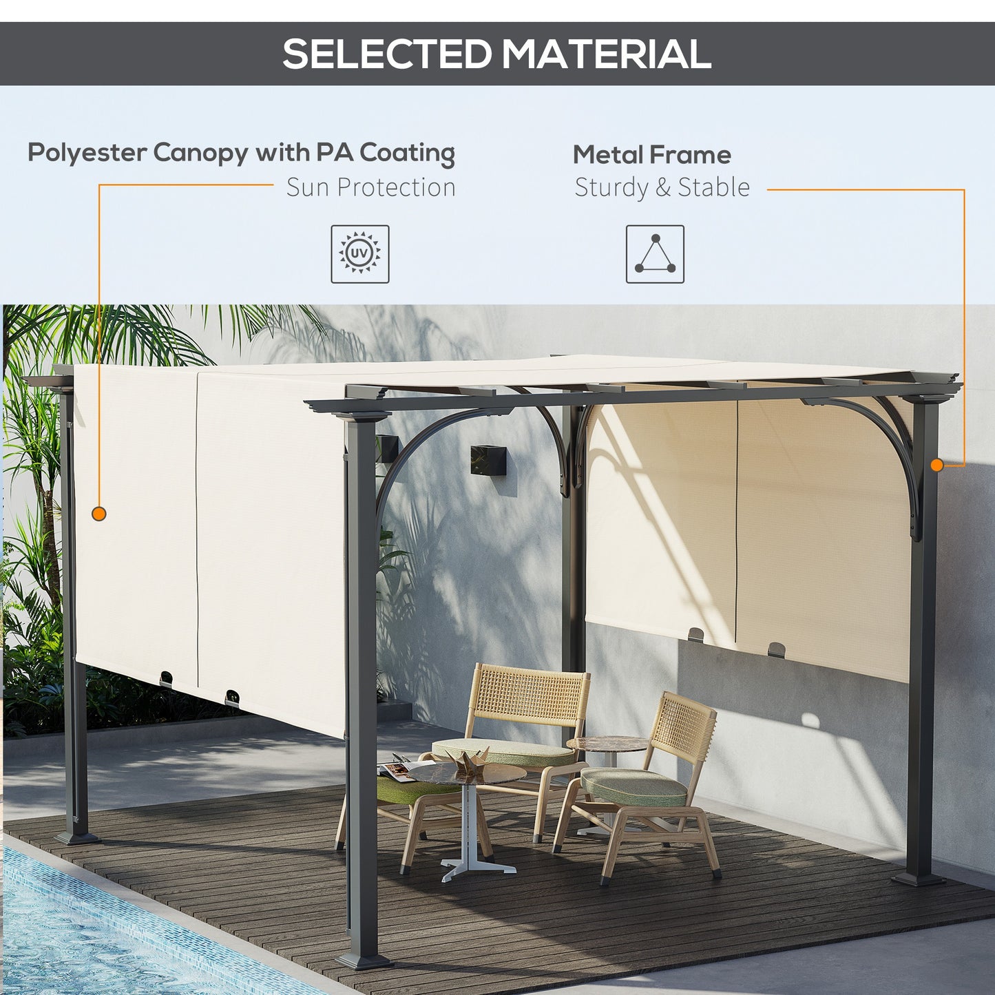 Outdoor Retractable Pergola Garden Sun Shade Patio Canopy Shelter