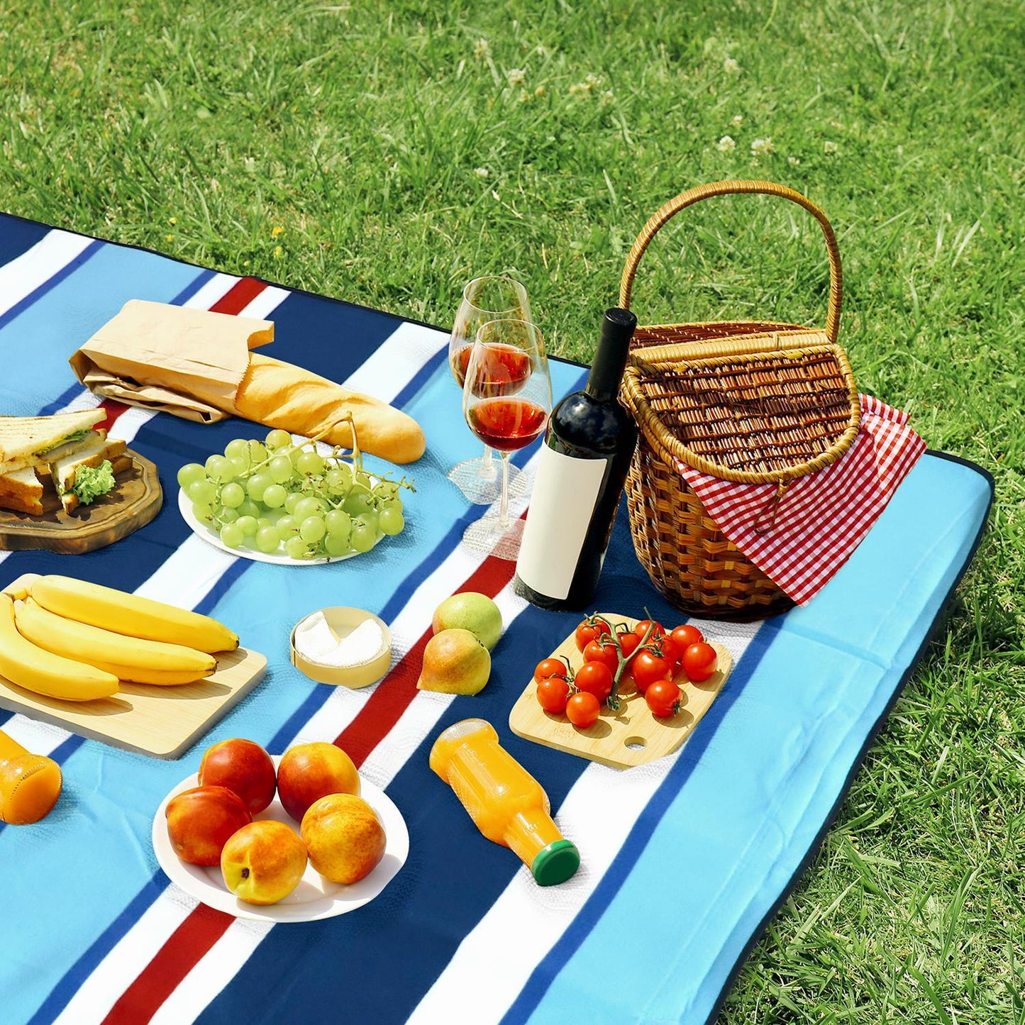 Vinsani Aqua Stripe 200X200cm Picnic Rug 0000302