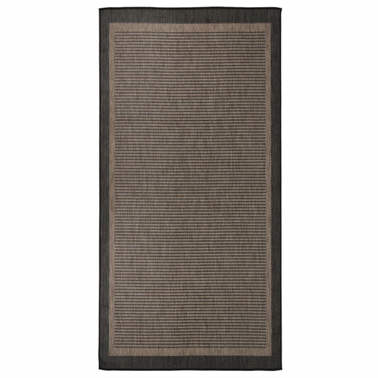 Outdoor Flatweave Rug 100x200 cm Dark Brown