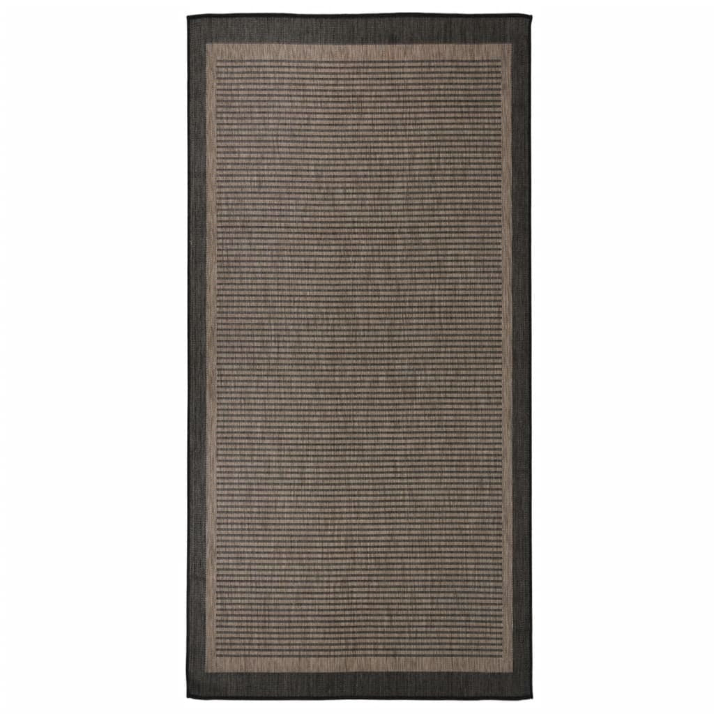 Outdoor Flatweave Rug 100x200 cm Dark Brown