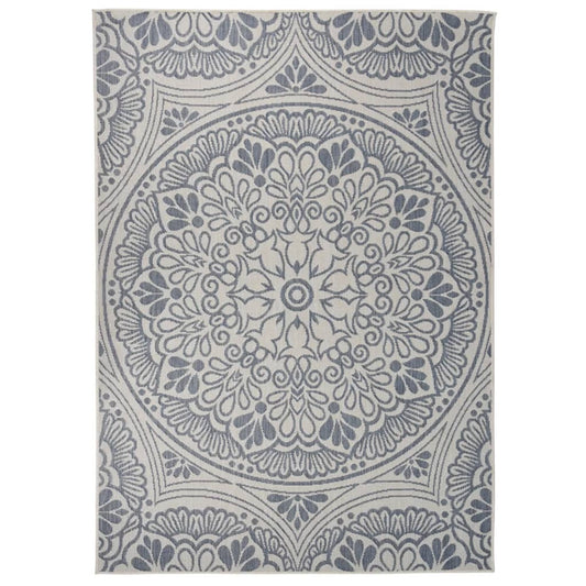 Outdoor Flatweave Rug 120x170 cm Blue Pattern