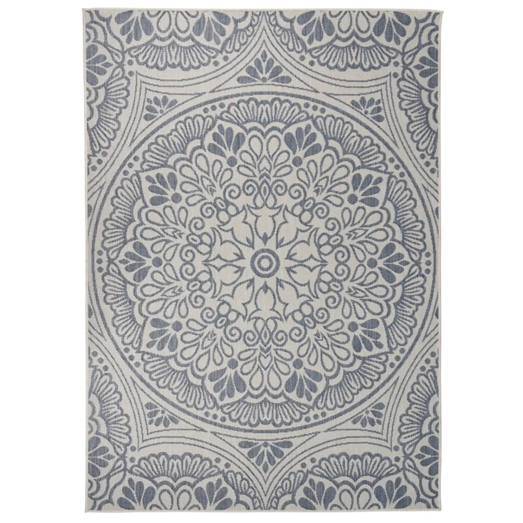 Outdoor Flatweave Rug 120x170 cm Blue Pattern