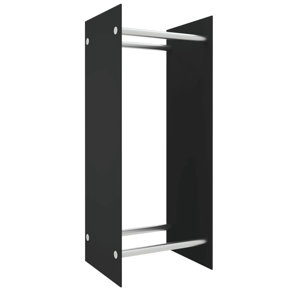 Firewood Rack Black 40x35x100 cm Tempered Glass