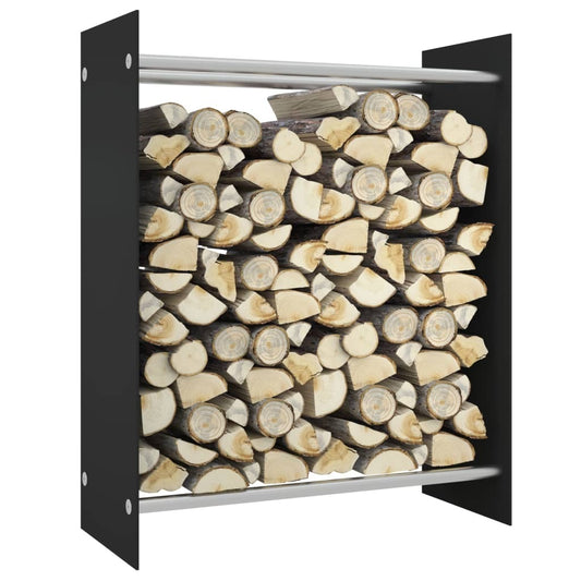 Firewood Rack Black 80x35x100 cm Tempered Glass