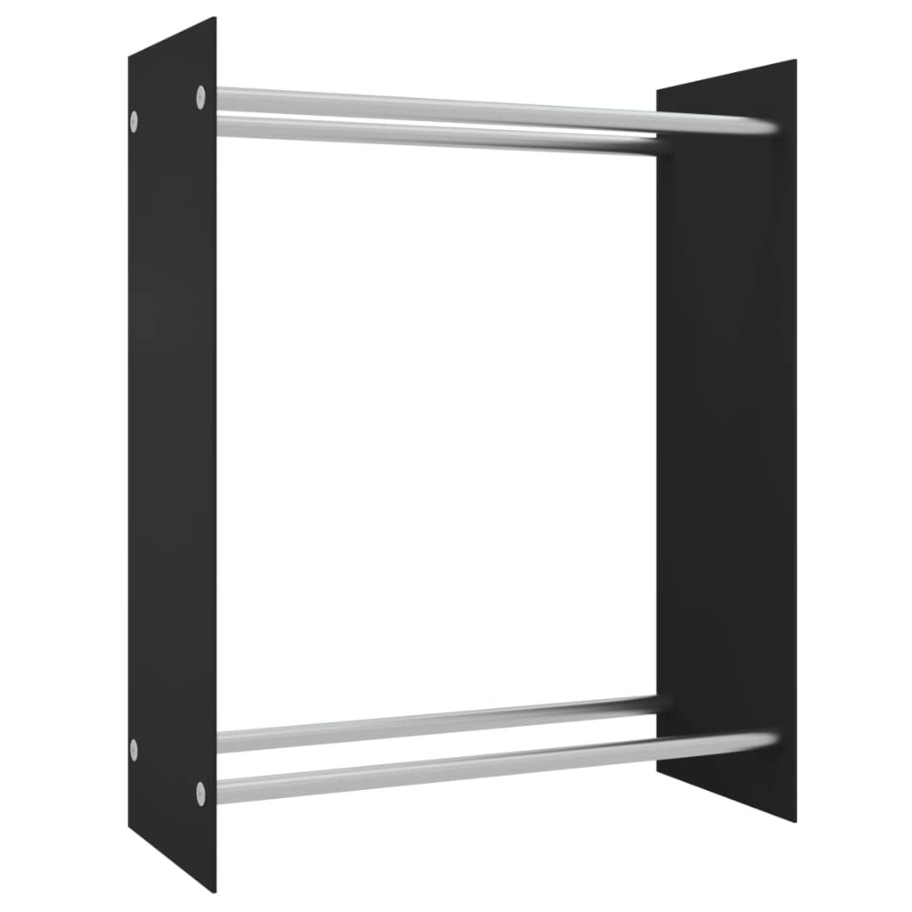 Firewood Rack Black 80x35x100 cm Tempered Glass