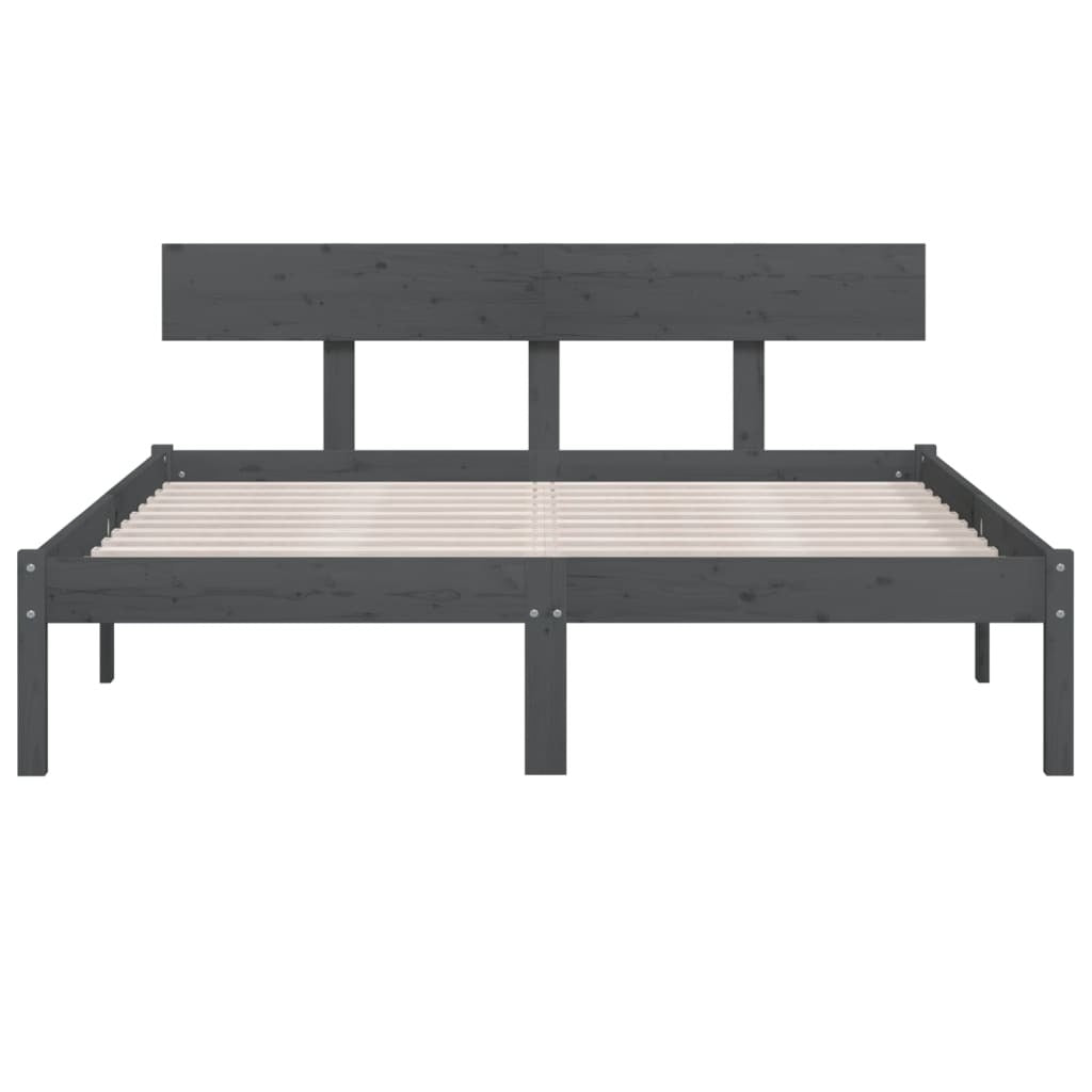 Bed Frame Grey Solid Wood Pine 120x200 cm Small Double