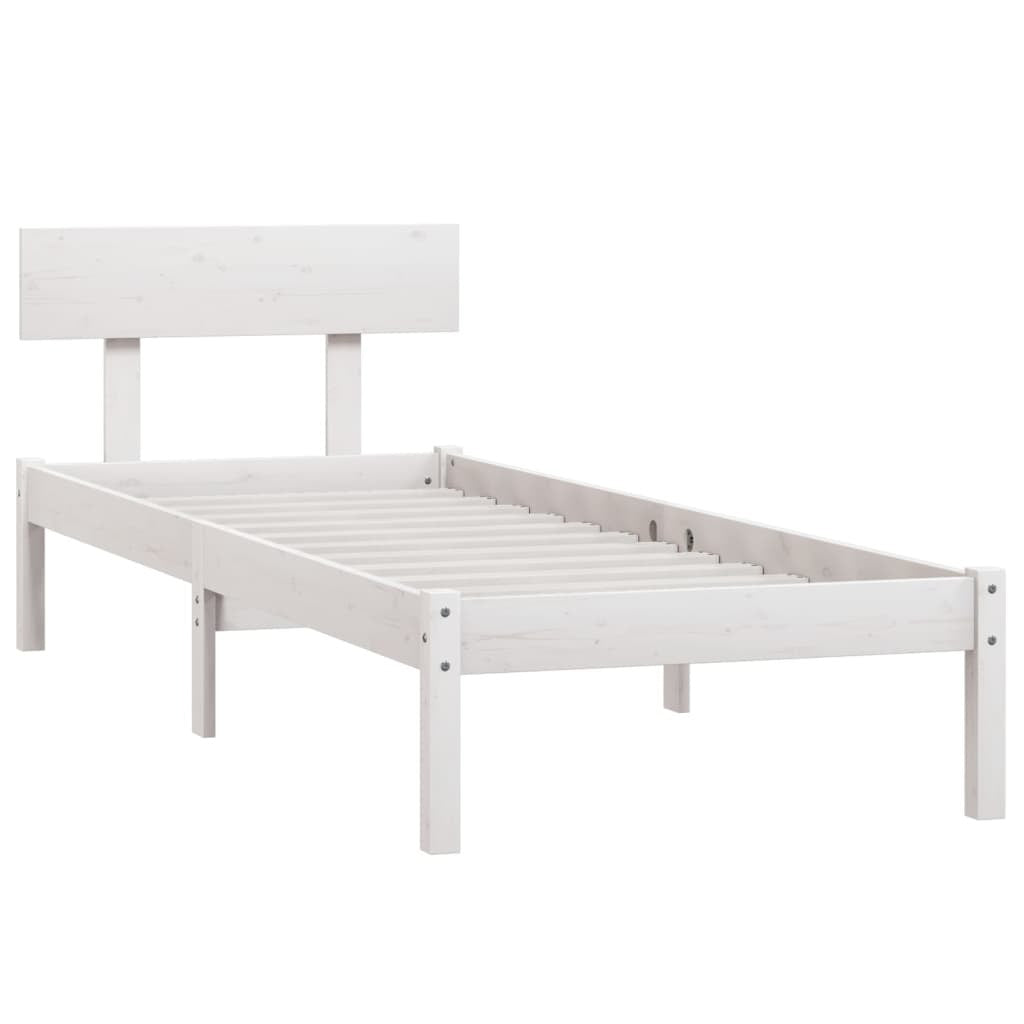 Bed Frame White Solid Wood Pine 100x200 cm