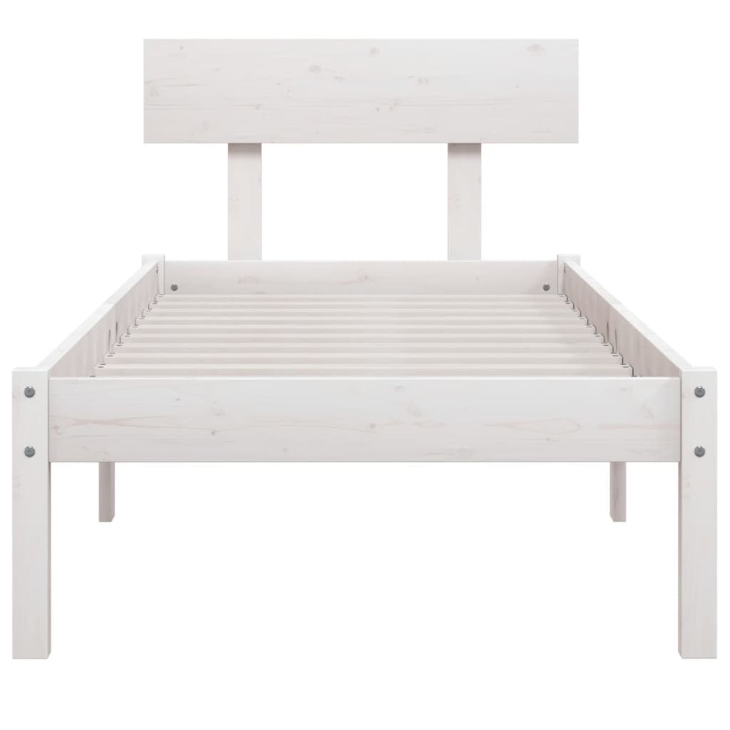Bed Frame White Solid Wood Pine 100x200 cm