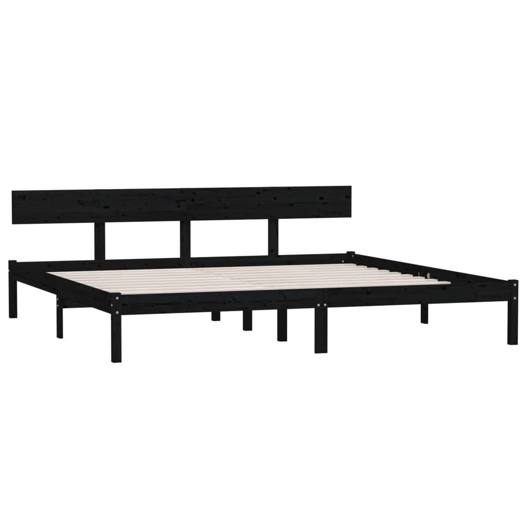 Bed Frame Black Solid Wood Pine 180x200 cm 6FT Super King