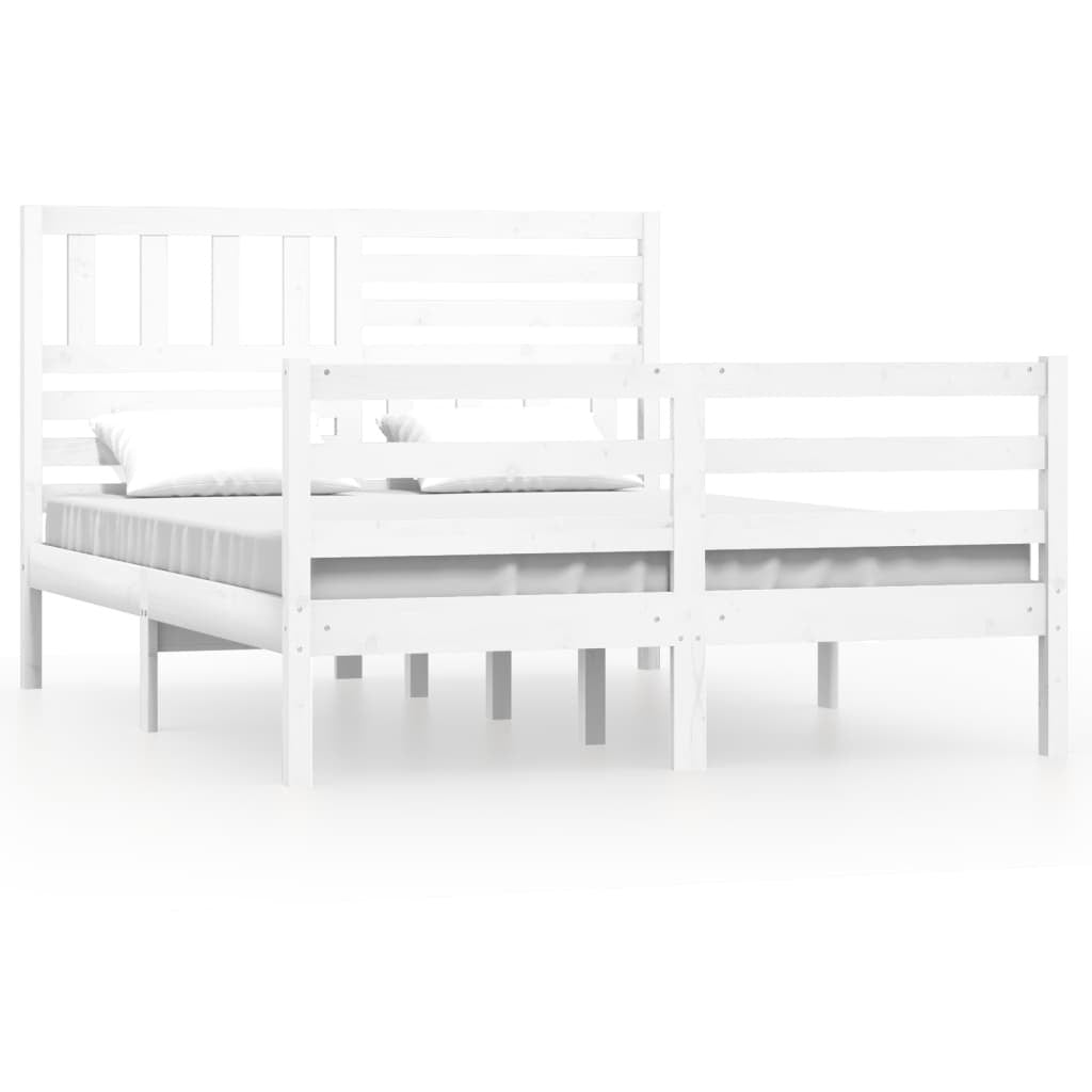 Bed Frame White Solid Wood 140x190 cm