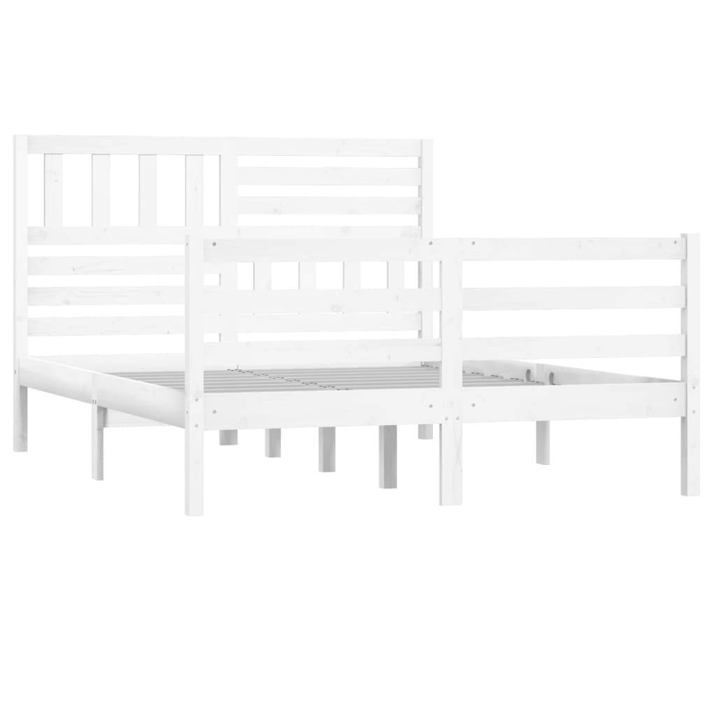 Bed Frame White Solid Wood 140x190 cm