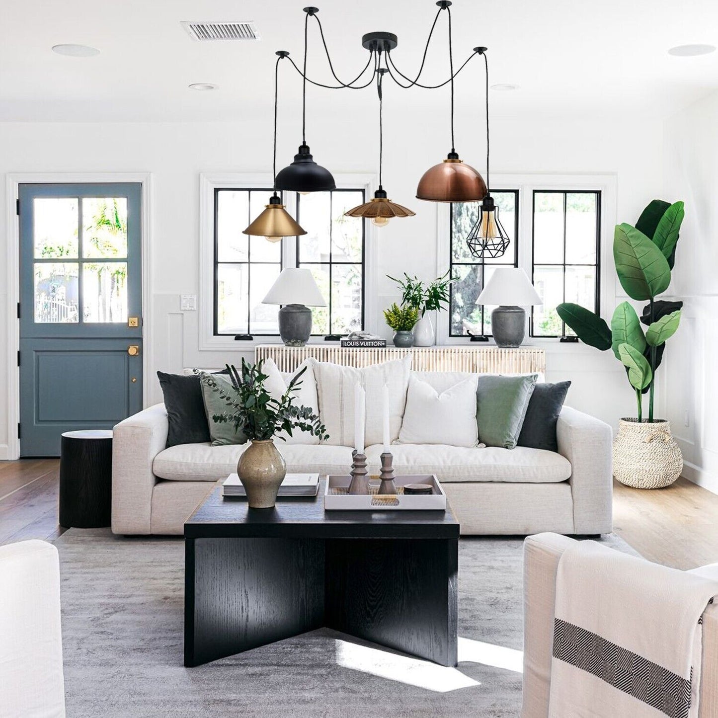 Retro Vintage Chandelier Ceiling Spider Light Industrial Pendant 5 Way DIY Lamp