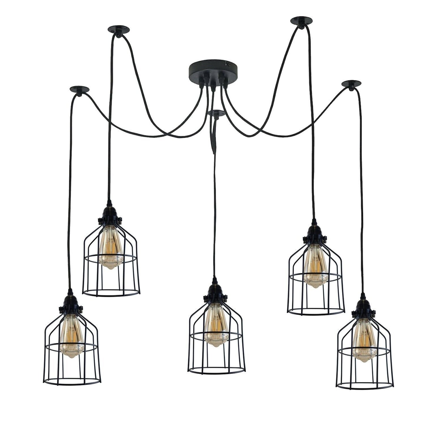 Vintage Retro Industrial Ceiling Cage Light Shade Spider Pendant Lamp Chandelier