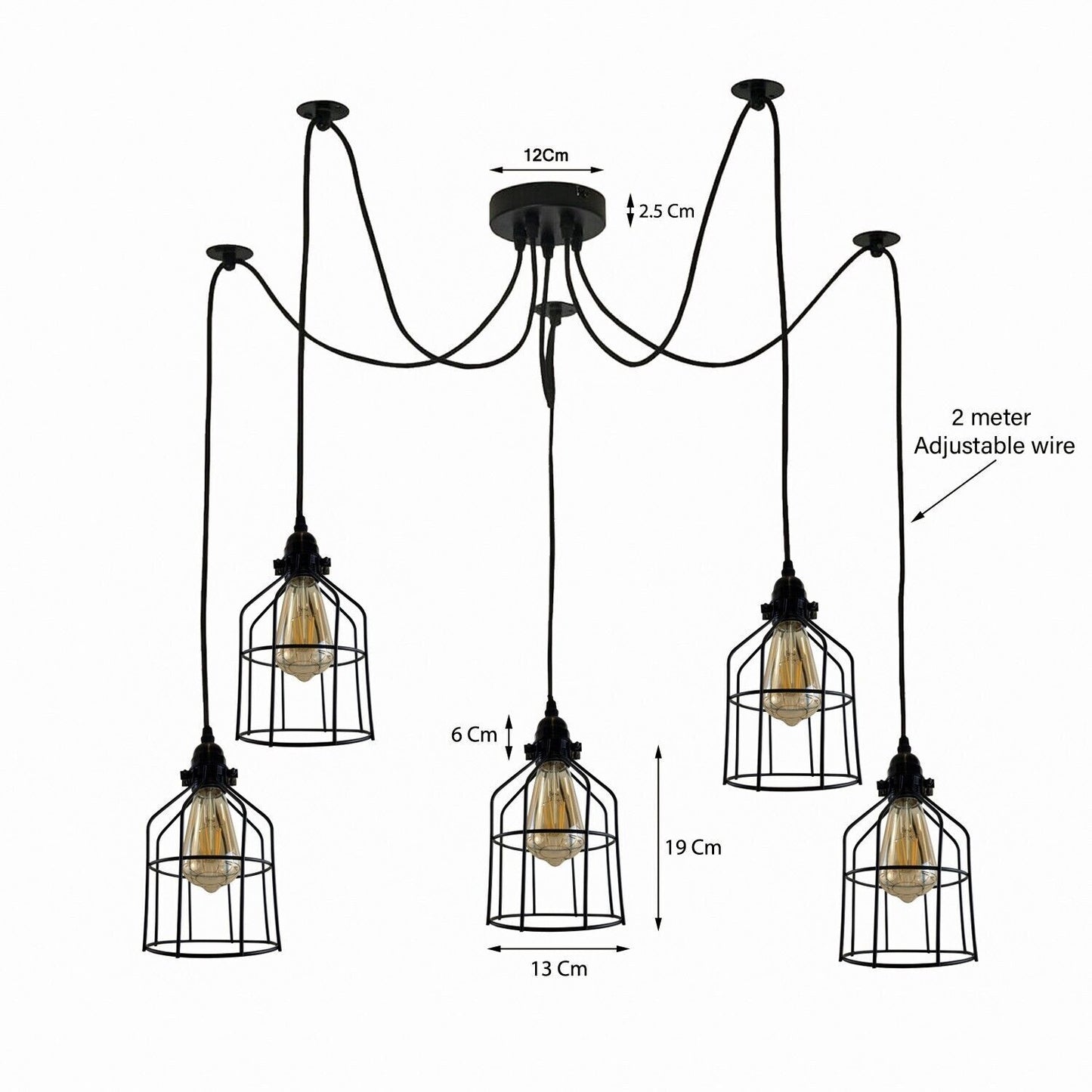 Vintage Retro Industrial Ceiling Cage Light Shade Spider Pendant Lamp Chandelier