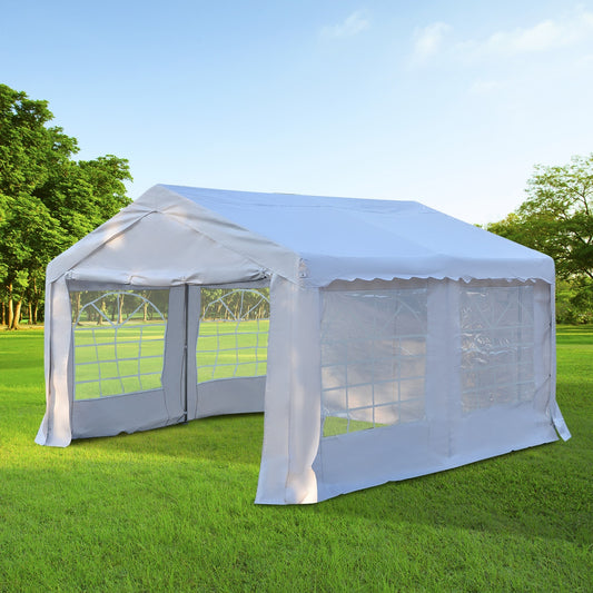 Gazebo Marquee Party Tent, Steel Frame, 4x4 m-White