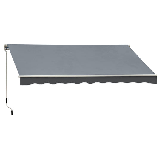 Manual Retractable Sun Shade Patio Awning Deck Canopy Shelter, 2.5mx2m- Grey