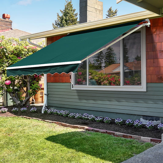 Manual Retractable Awning, size (3.5m x 2.5m)-Green