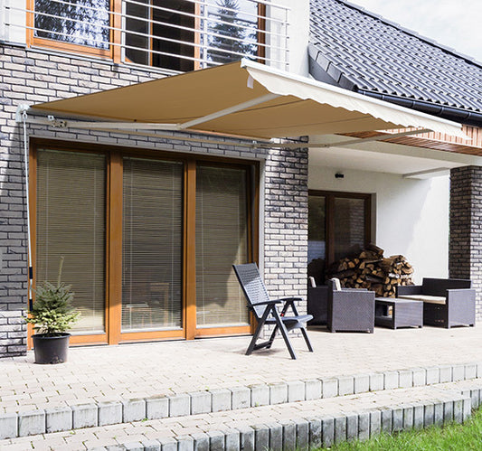 Manual Retractable Awning, size (3m x 2.5m)-Ivory White