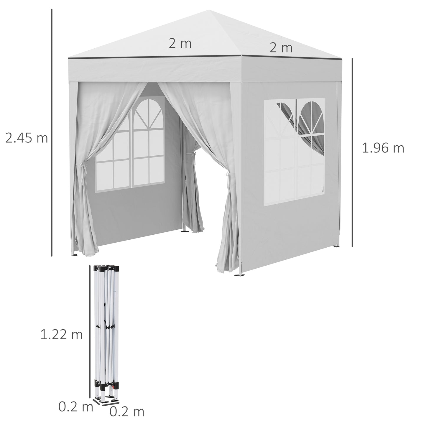 2mx2m Pop Up Gazebo Party Tent Canopy Marquee with Storage Bag White