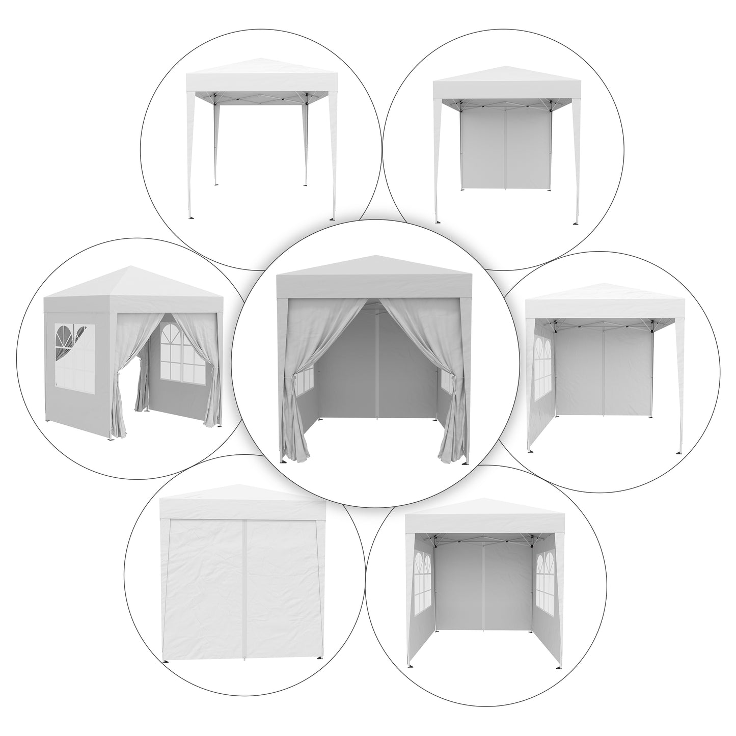 2mx2m Pop Up Gazebo Party Tent Canopy Marquee with Storage Bag White