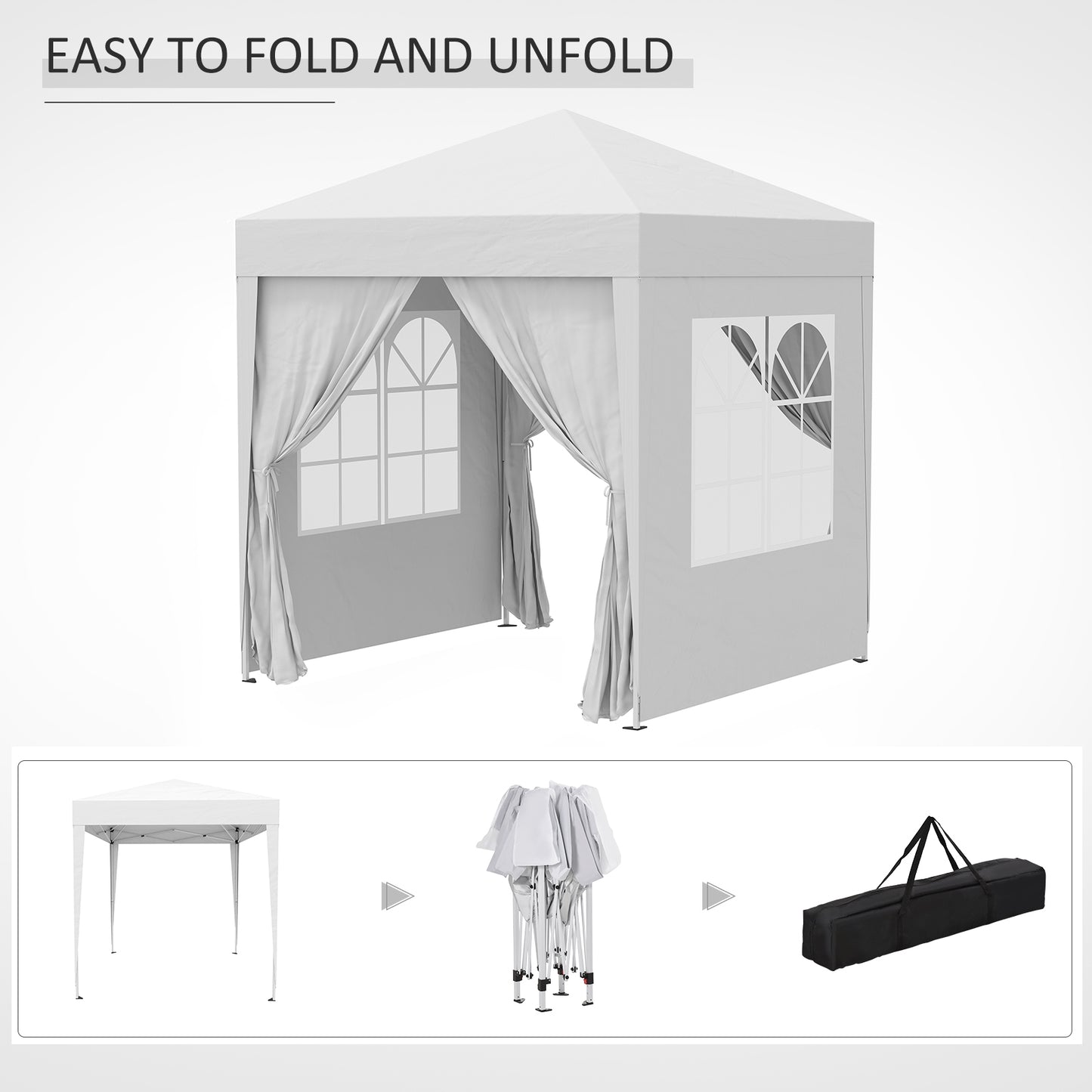 2mx2m Pop Up Gazebo Party Tent Canopy Marquee with Storage Bag White