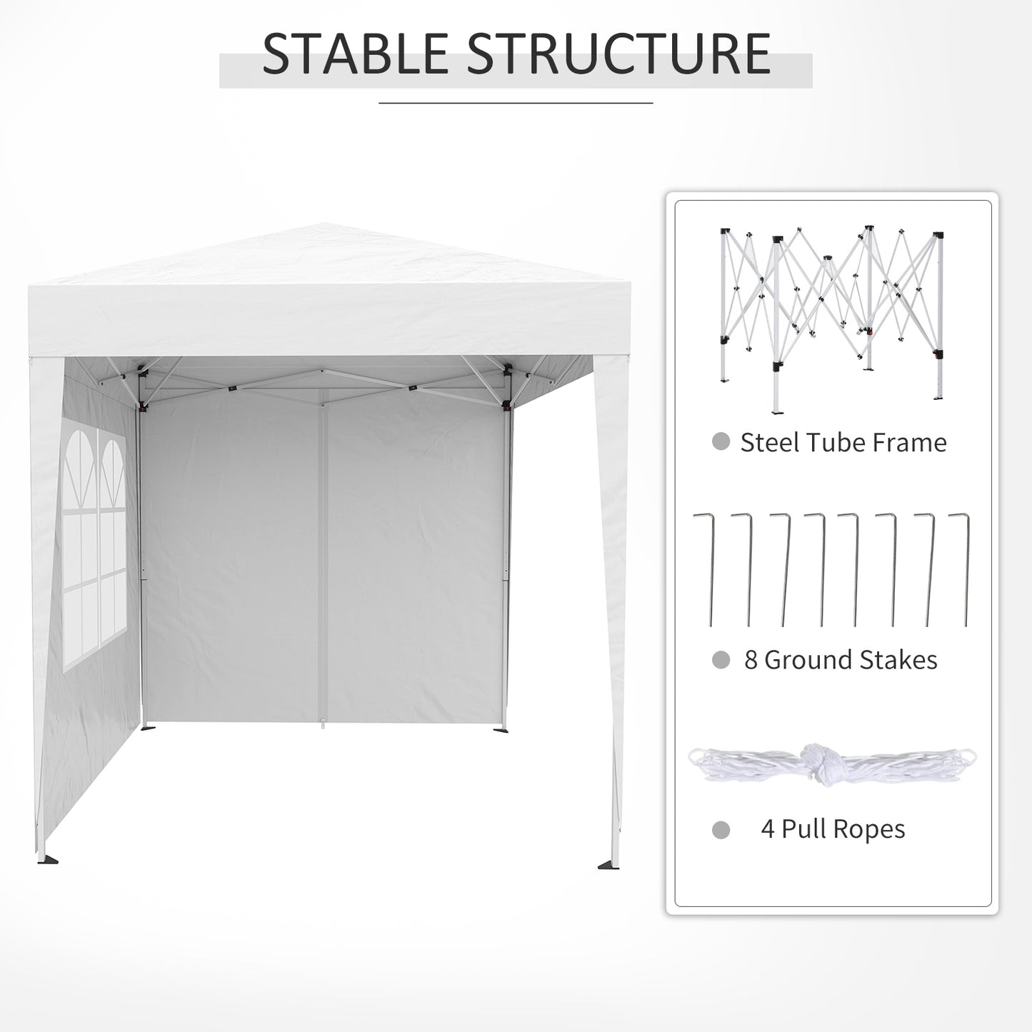2mx2m Pop Up Gazebo Party Tent Canopy Marquee with Storage Bag White