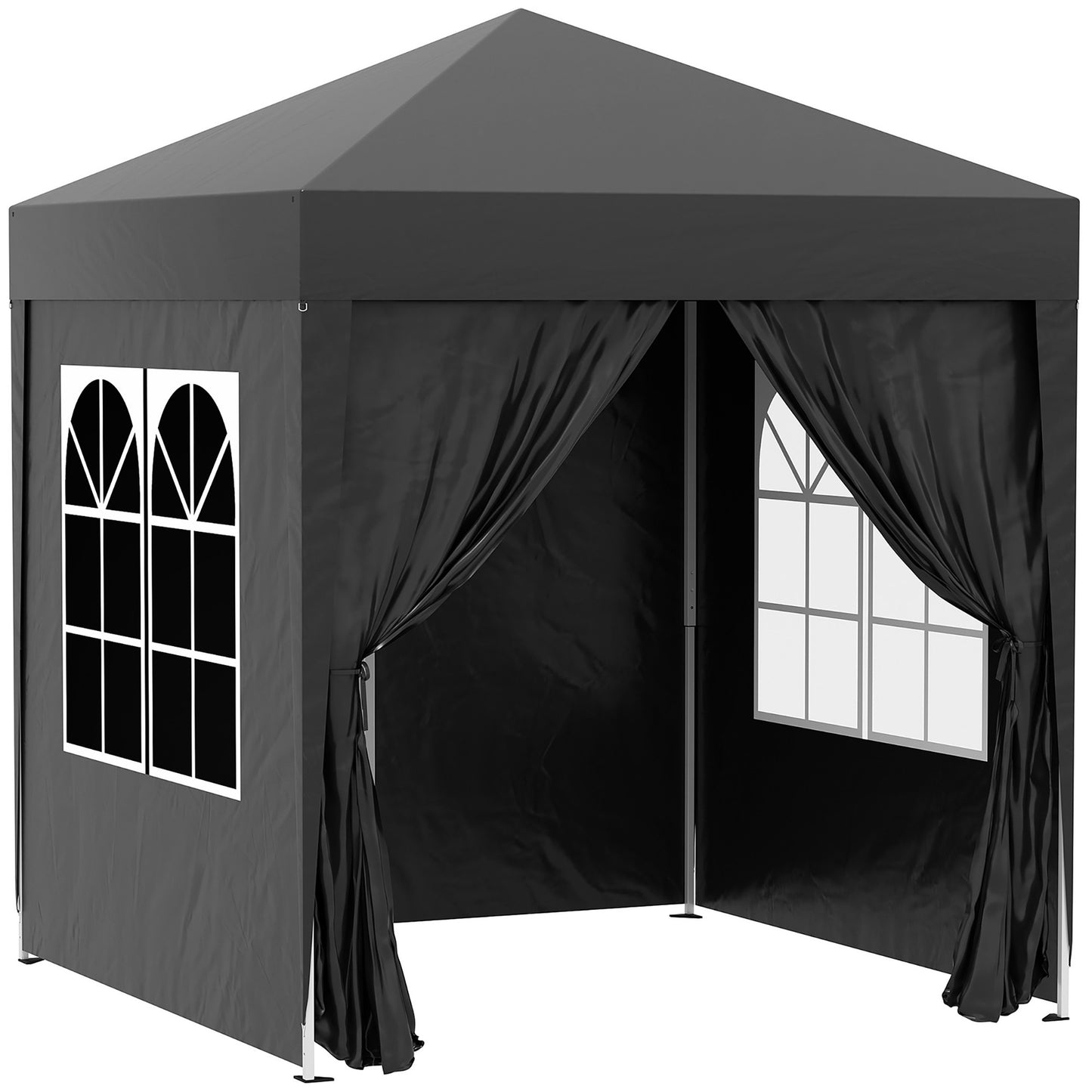 2mx2m Pop Up Gazebo Party Tent Canopy Marquee with Storage Bag Black