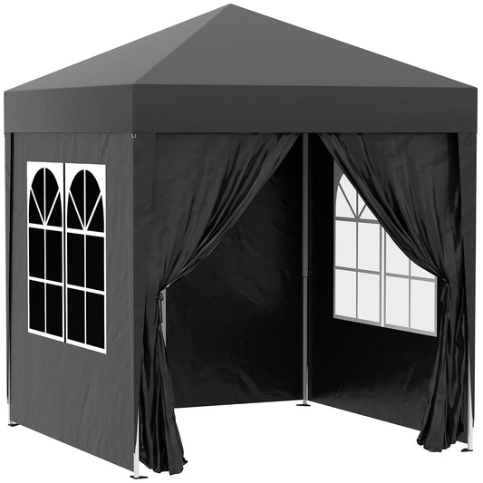 2mx2m Pop Up Gazebo Party Tent Canopy Marquee with Storage Bag Black