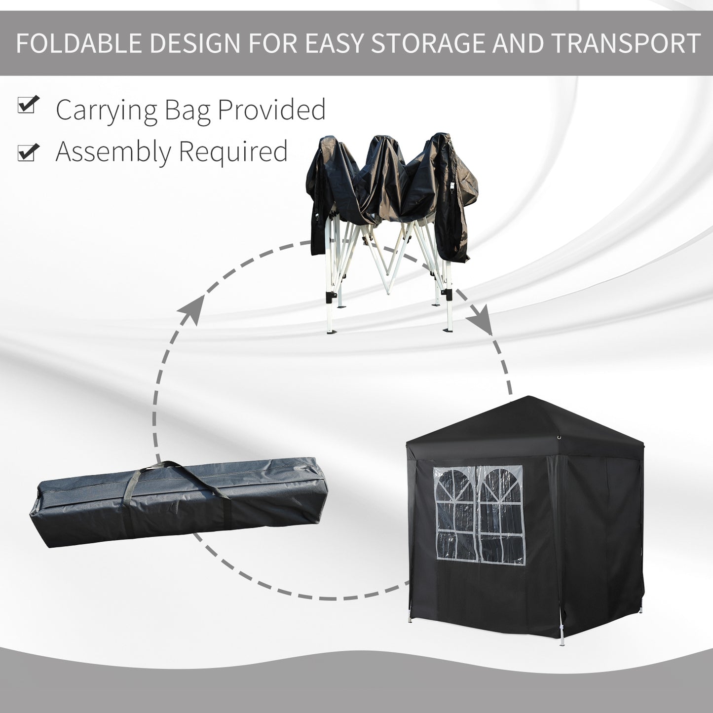 2mx2m Pop Up Gazebo Party Tent Canopy Marquee with Storage Bag Black