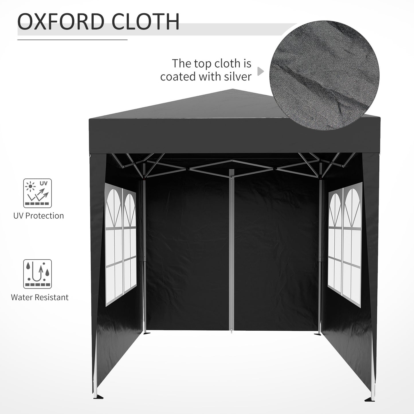 2mx2m Pop Up Gazebo Party Tent Canopy Marquee with Storage Bag Black