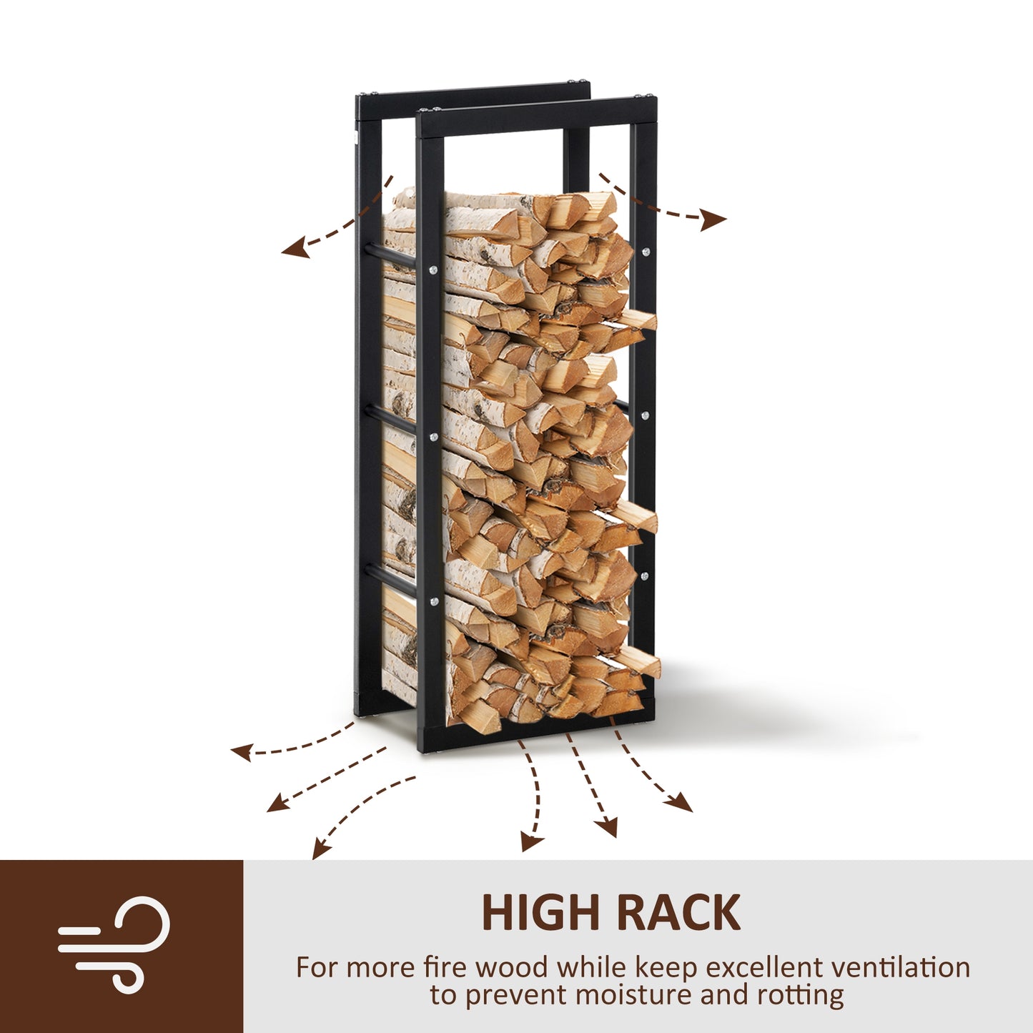 Metal Rust-Resistant Firewood Log Rack Black