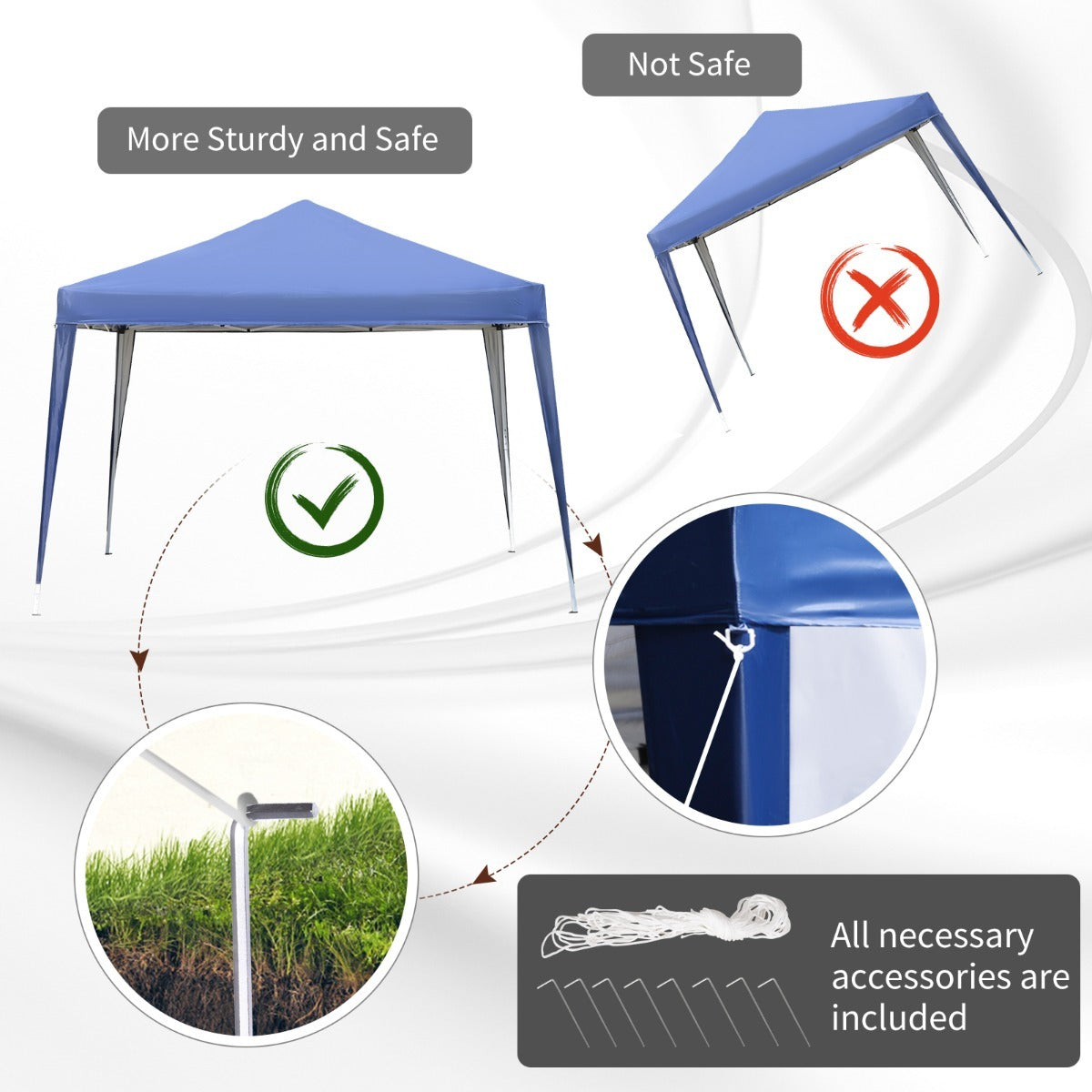 3 x 3m Garden Pop Up Gazebo Marquee Party Tent Wedding Canopy Blue