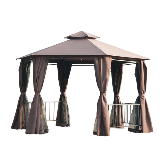 Gazebo Canopy, 2-Tier-Brown